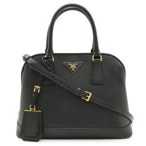 Prada Triangle 2way Shoulder Bag Leather NERO Black